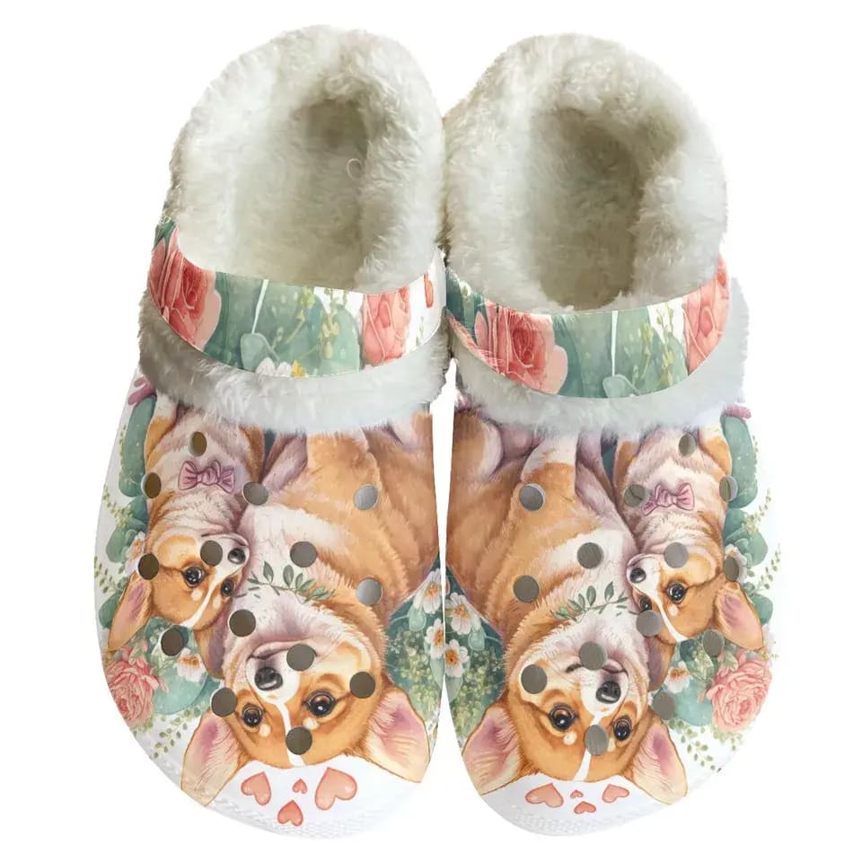 Fuzzy Lovely Corgi 3D Printed Fleece Crocs Fuzzy Lovely Corgi 3D Printed Classic Crocs