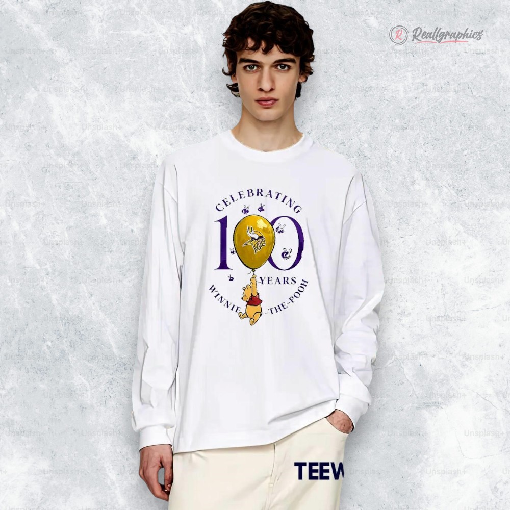 nice minnesota vikings x winnie the pooh 100th anniersary shirt 2 qsqyym