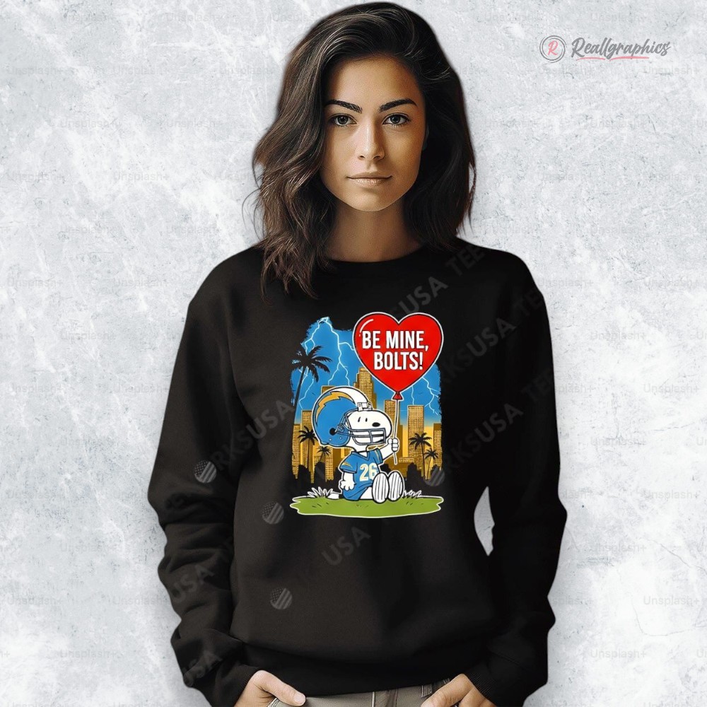 top los angeles chargers x snoopy cartoon valentine 2026 shirt 2 petfih