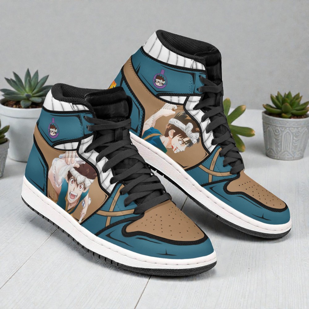 chrome shoes custom dr. stone anime jordan sneaker boots 2 pahobb