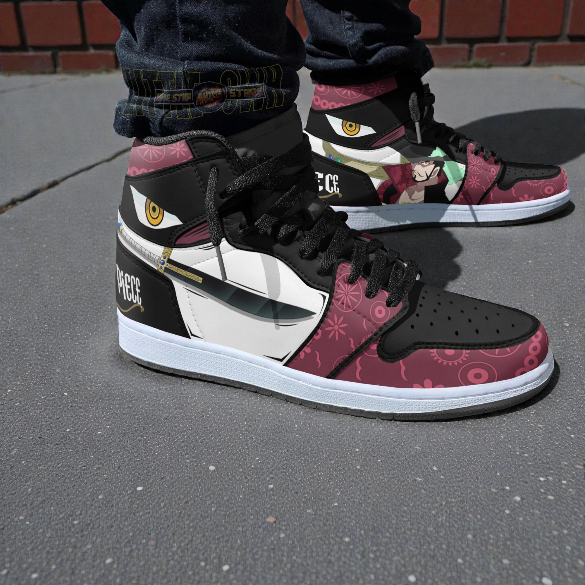 dracule mihawk anime shoes custom one piece jordan sneaker boots 2 emdj03