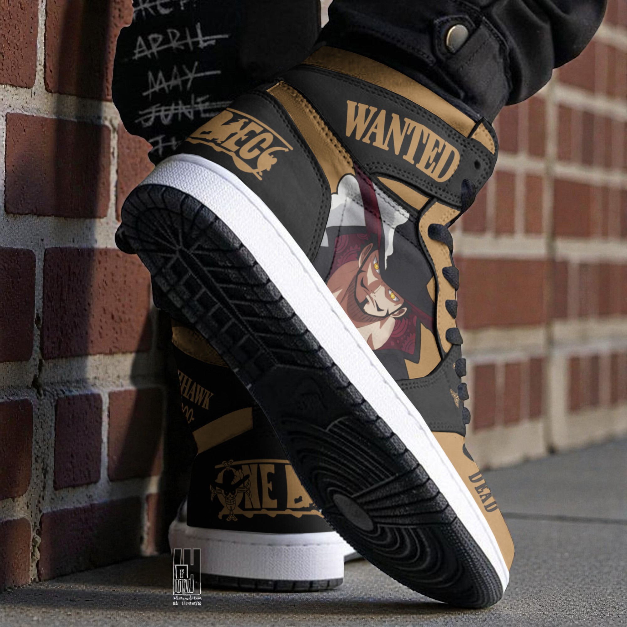 dracule mihawk wanted custom shoes one piece anime jordan sneaker boots 2 wgxfww