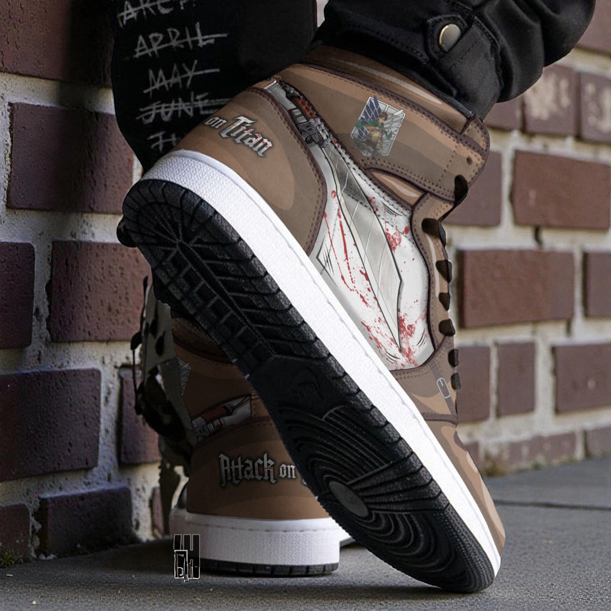 eren jaeger custom 3d shoes attack on titan anime jordan sneaker boots 2 u26yow