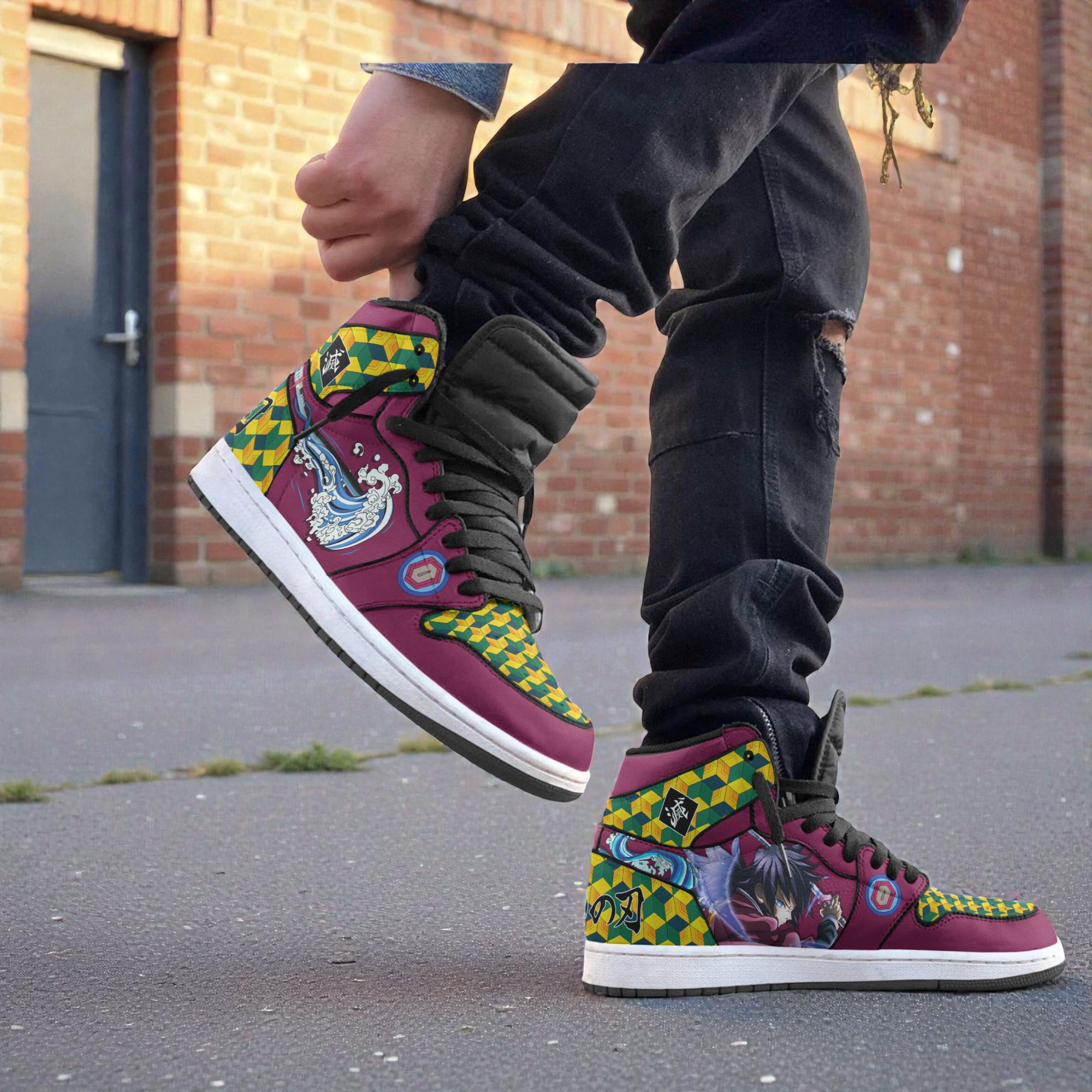 giyu tomioka sneakers custom kimetsu no yaiba anime jordan sneaker boots new version 2 btlxyd