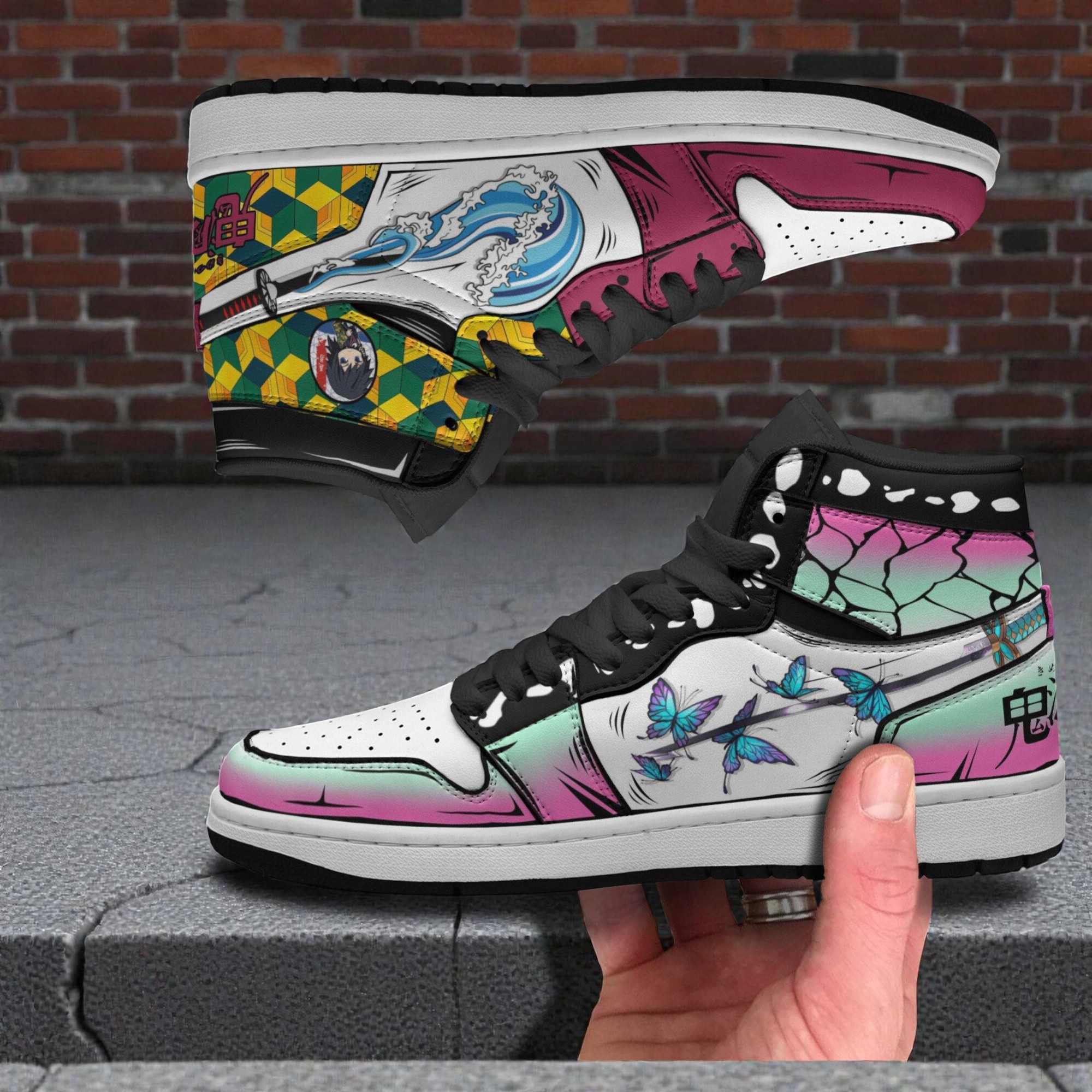 giyuu x shinobu jordan sneaker boots kimetsu no yaiba breathing sword custom anime shoes 2 bnxvb7
