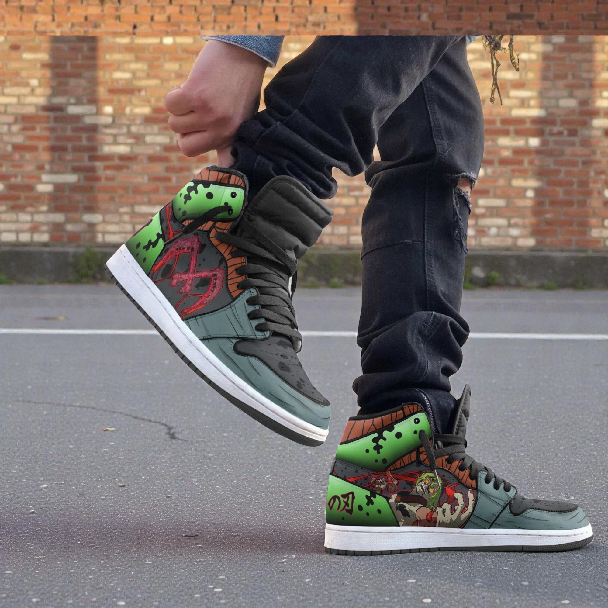 gyutaro sneakers custom kimetsu no yaiba anime boot sneakers new version 2 nqydjv