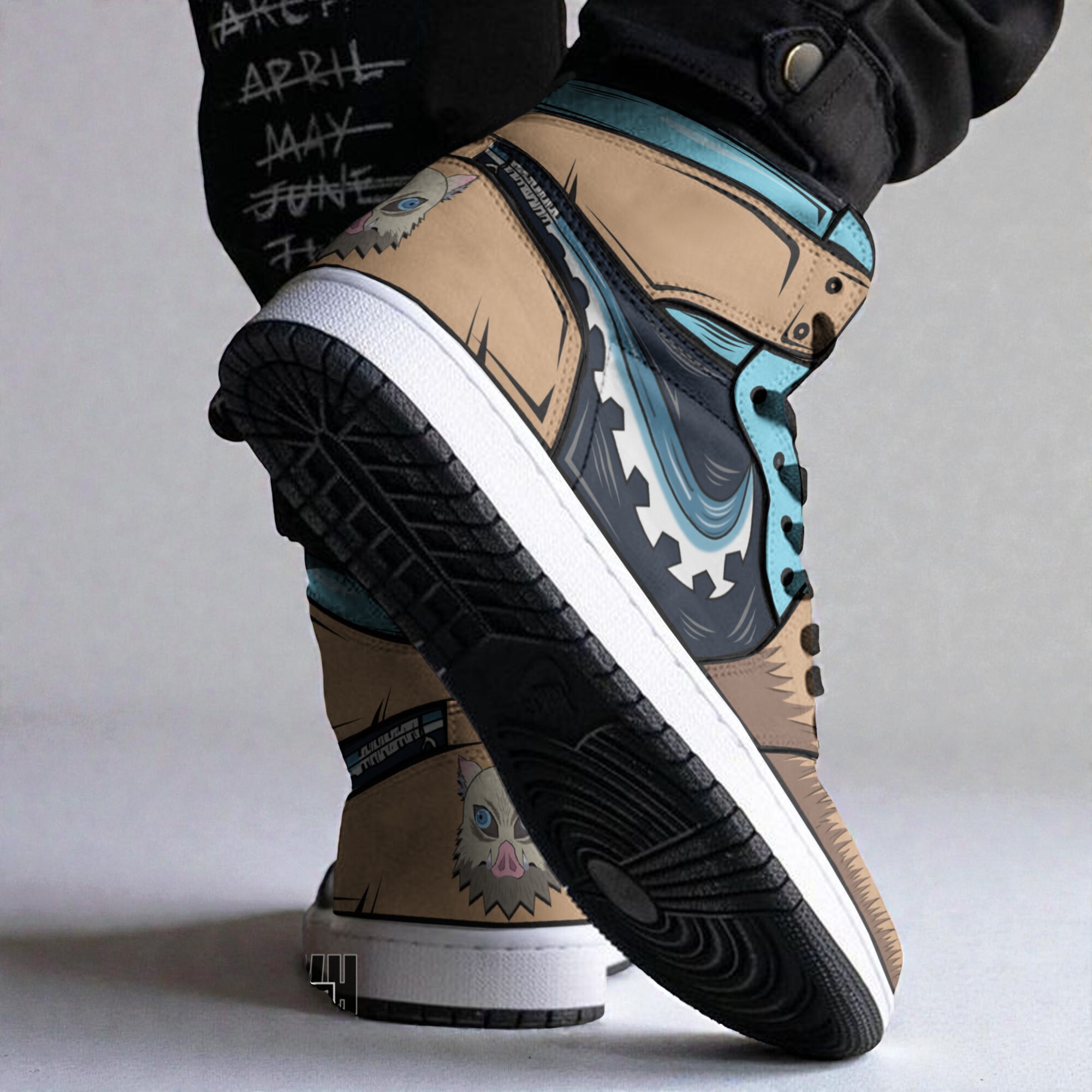 inosuke hashibira cosplay shoes custom kimetsu no yaiba anime jordan sneaker boots 2 jjckev