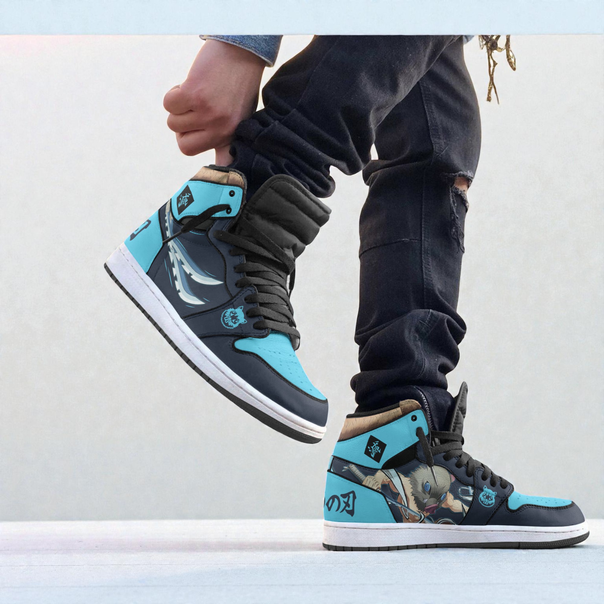 inosuke sneakers custom kimetsu no yaiba anime jordan sneaker boots new version 2 agangf