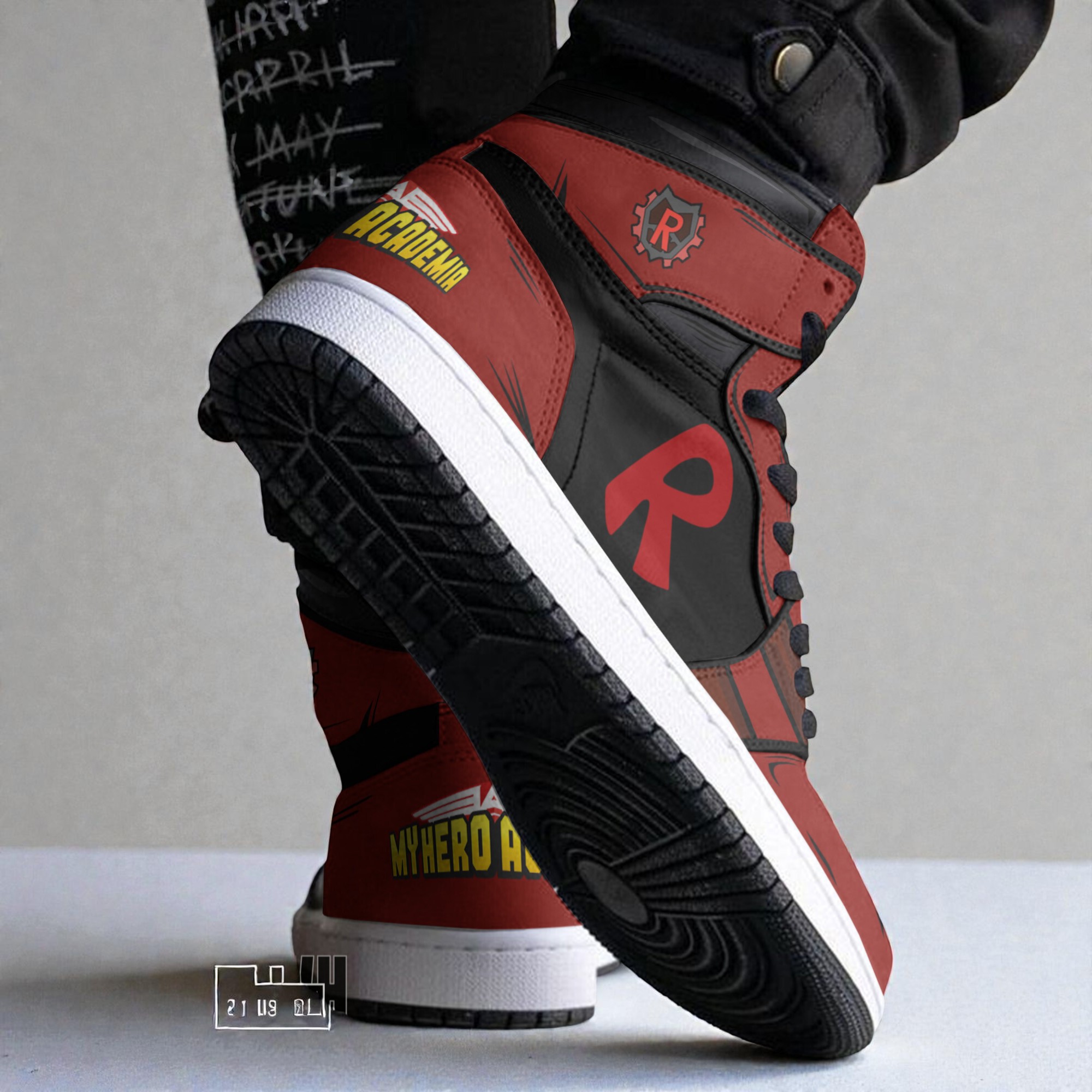 kirishima eijiro uniform cosplay shoes red riot my hero academia anime jordan sneaker boots 2 n2r7do
