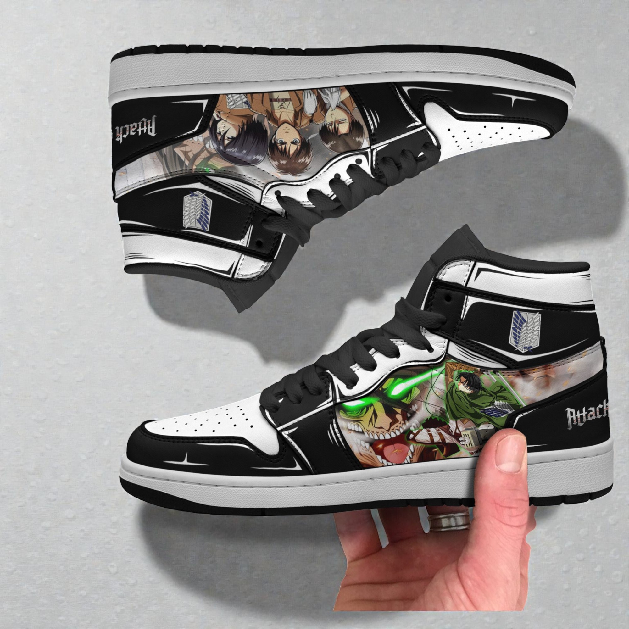 Levi Ackerman Team Anime Shoes Attack on Titan Custom Jordan Sneaker Boots Levi Ackerman Team Anime Shoes Attack on Titan Custom Jordan Sneaker Boots