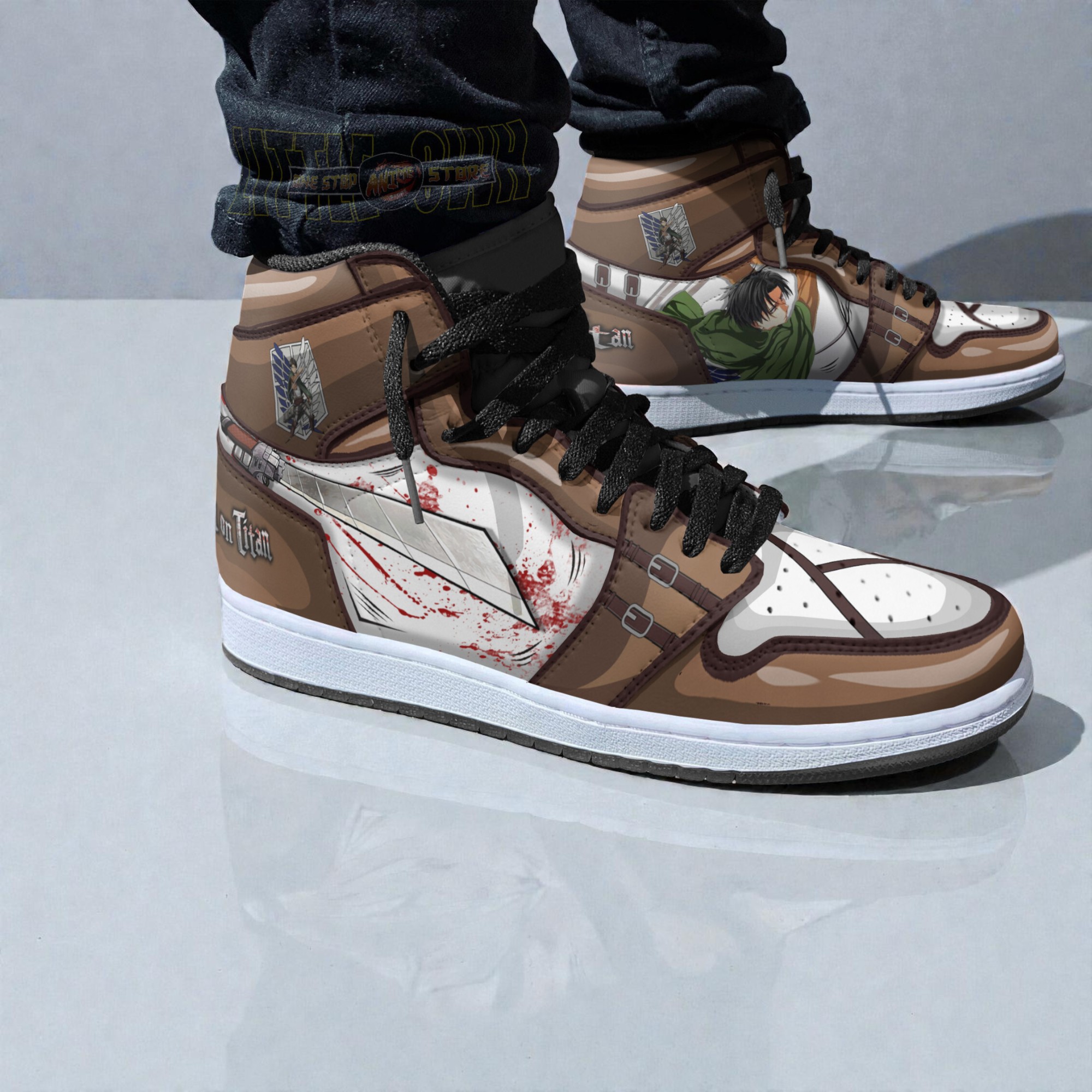 Levi Ackerman Uniform Custom 3D Shoes Attack on Titan Boot Sneakers Levi Ackerman Uniform Custom 3D Shoes Attack on Titan Boot Sneakers