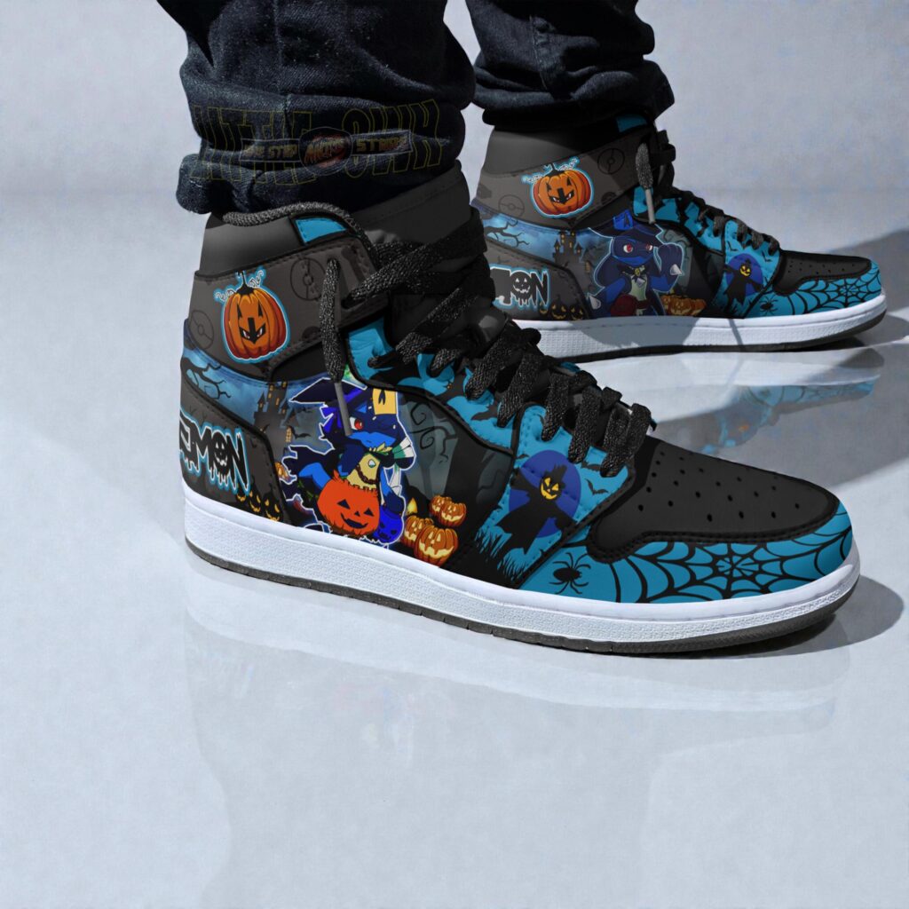 lucario pokemon halloween shoes custom anime jordan sneaker boots 1 hpsts8