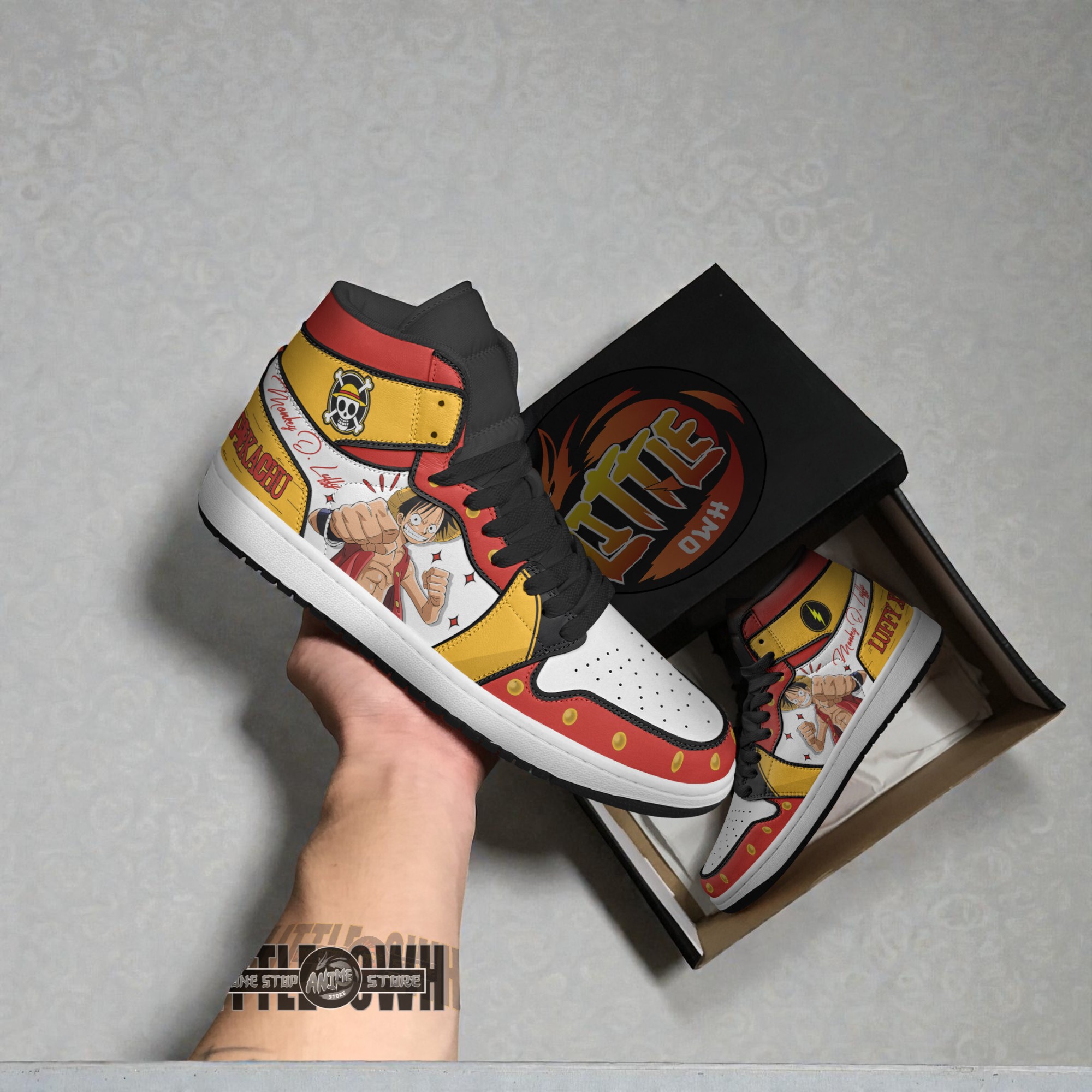 luffy x pikachu custom pokemon jordan sneaker boots one piece anime shoes 2 lqumte