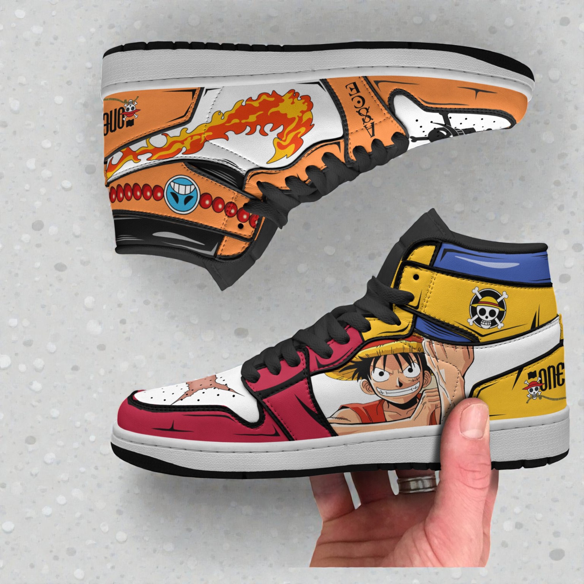luffy x portgas d ace anime shoes custom one piece jordan sneaker boots 2 dadgap
