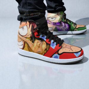 luffy x zoro jordan sneaker boots one piece wano arc custom shoes 1 lesgun