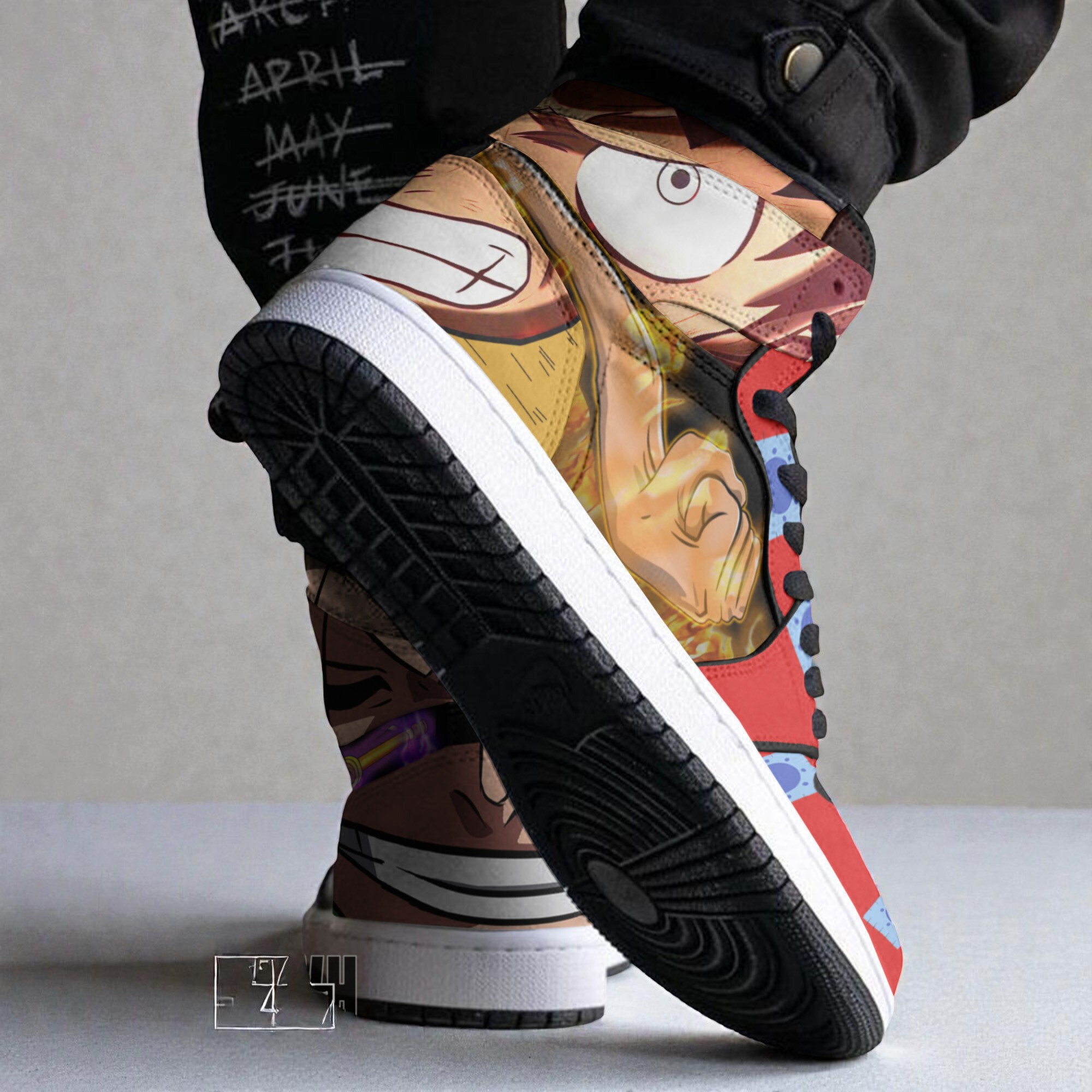 luffy x zoro jordan sneaker boots one piece wano arc custom shoes 2 nxtcuz