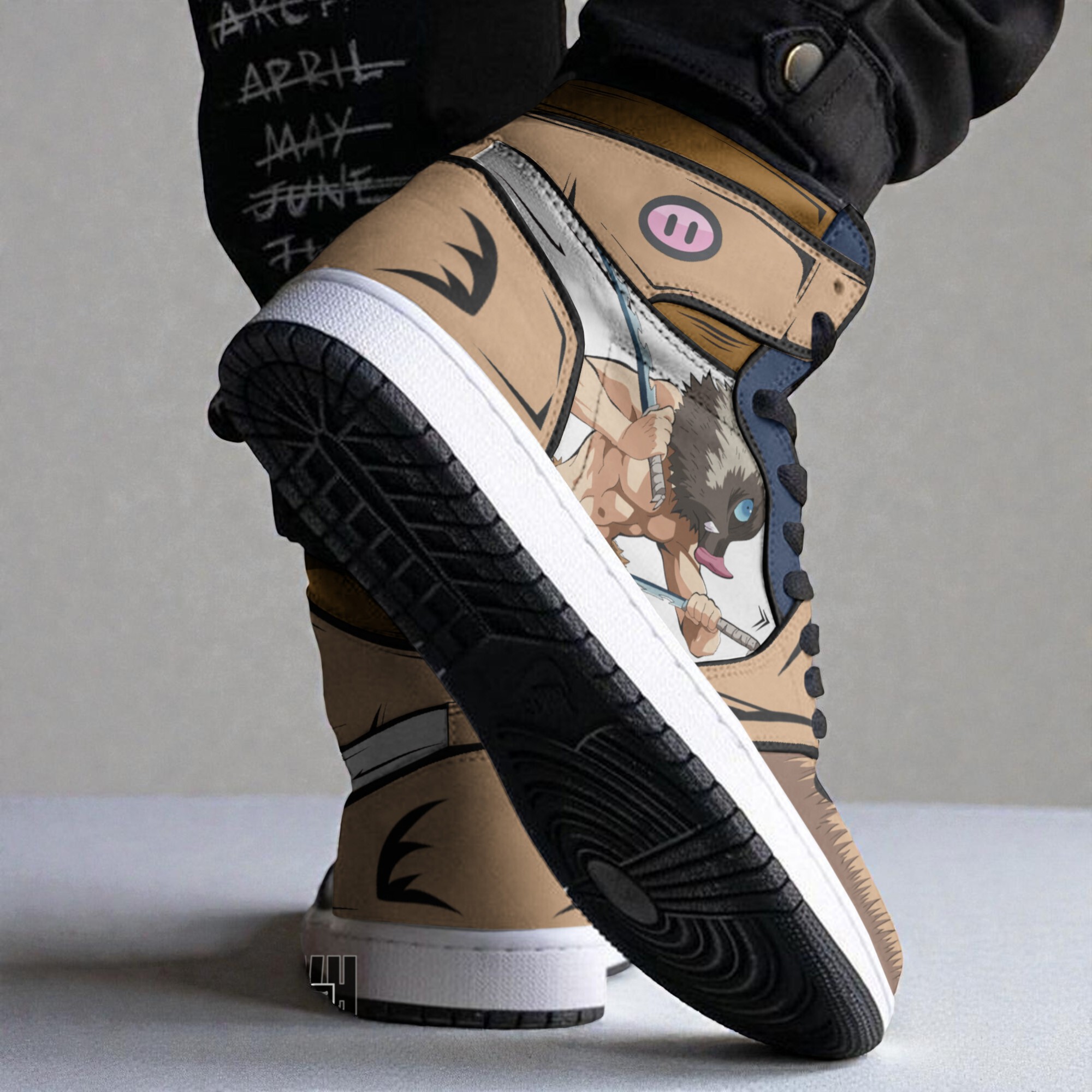 mankey x inosuke shoes custom pokemon x kimetsu no yaiba jordan sneaker boots 2 bicnvj