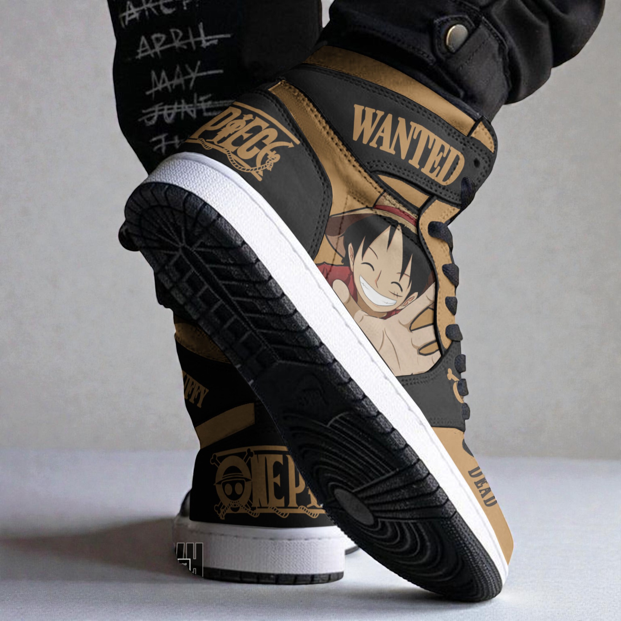 monkey d. luffy wanted custom shoes one piece jordan sneaker boots 2 uvqijs