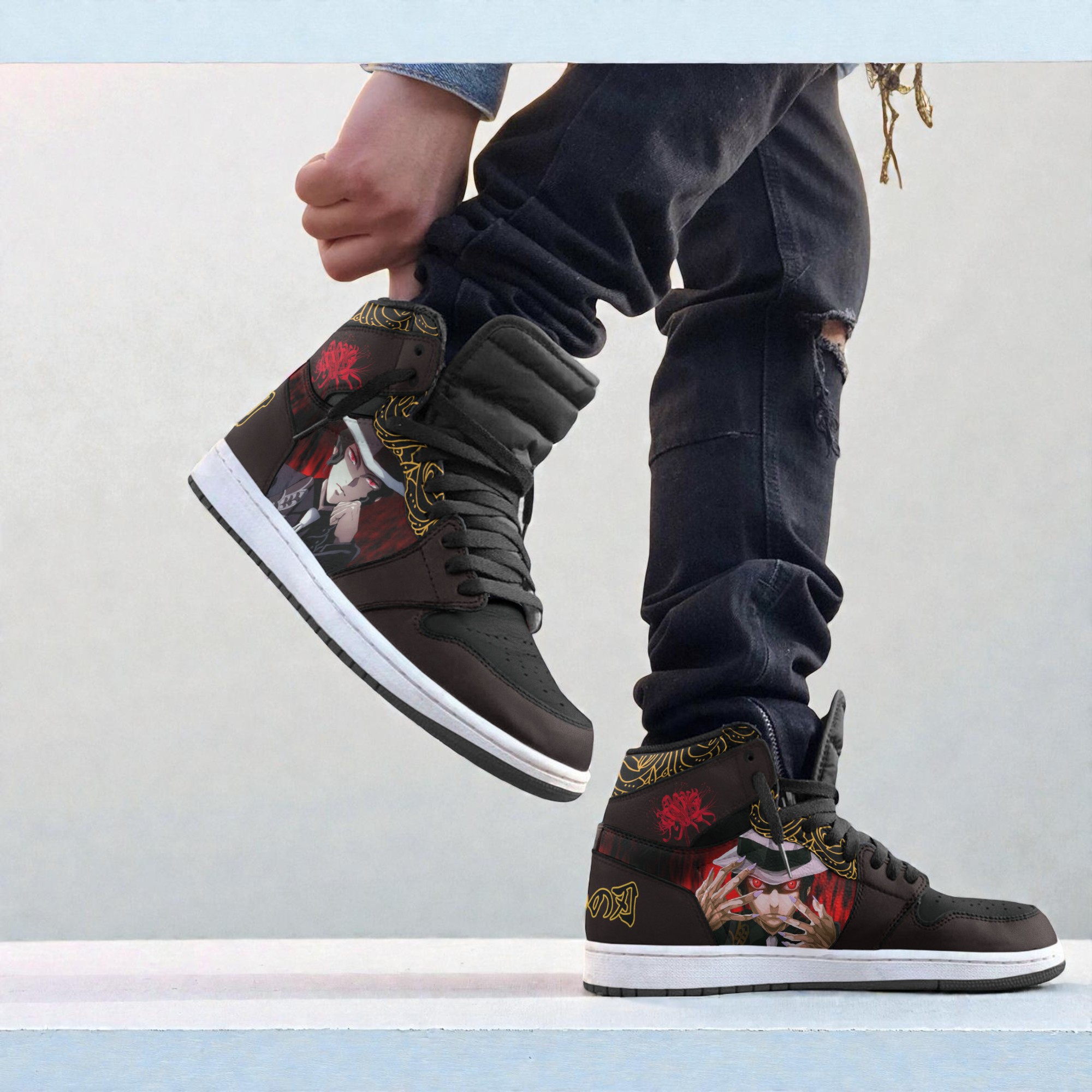 muzan kibutsuji sneakers custom kimetsu no yaiba anime jordan sneaker boots new version 2 pal99k