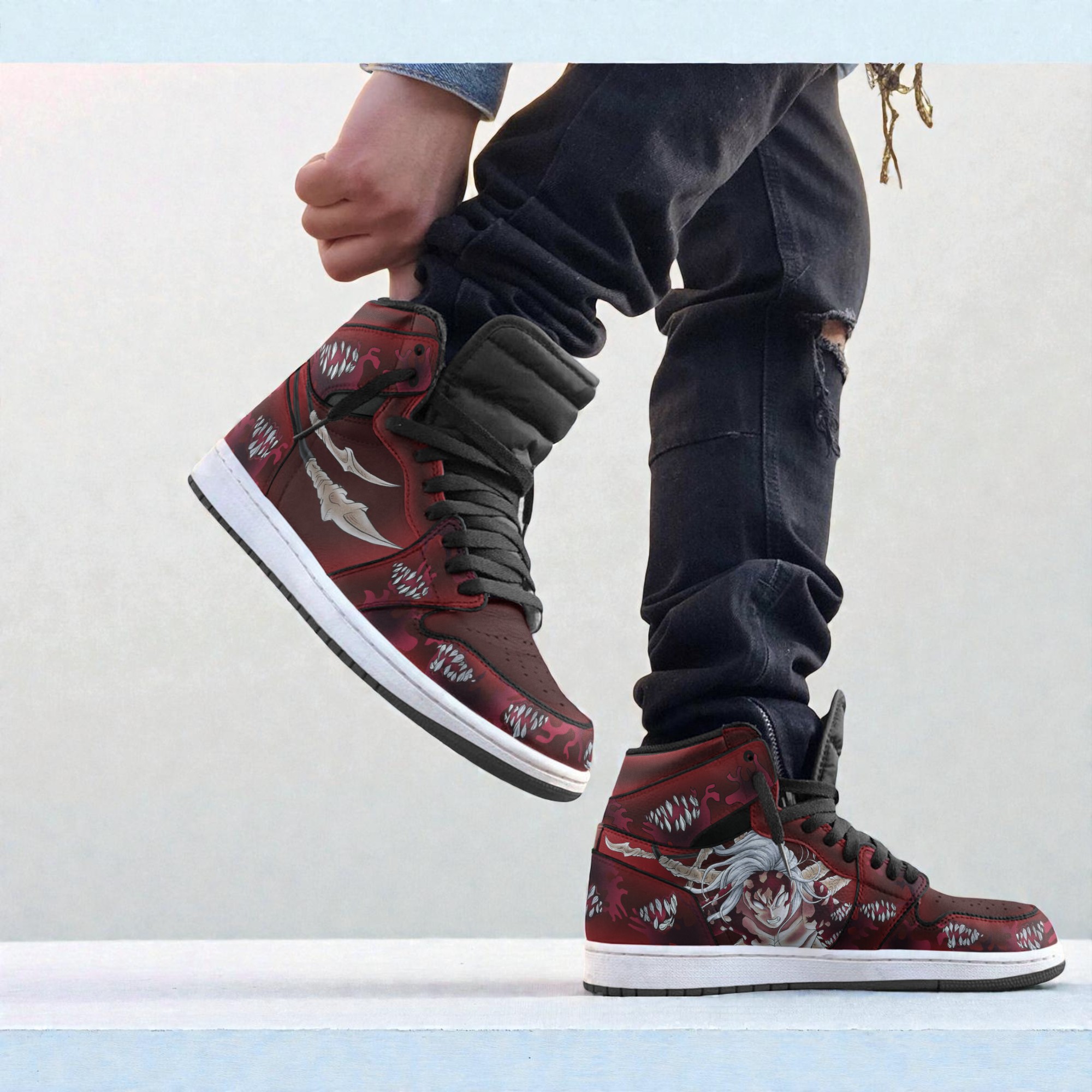 muzan monster sneakers custom kimetsu no yaiba anime jordan sneaker boots new version 2 yifspp