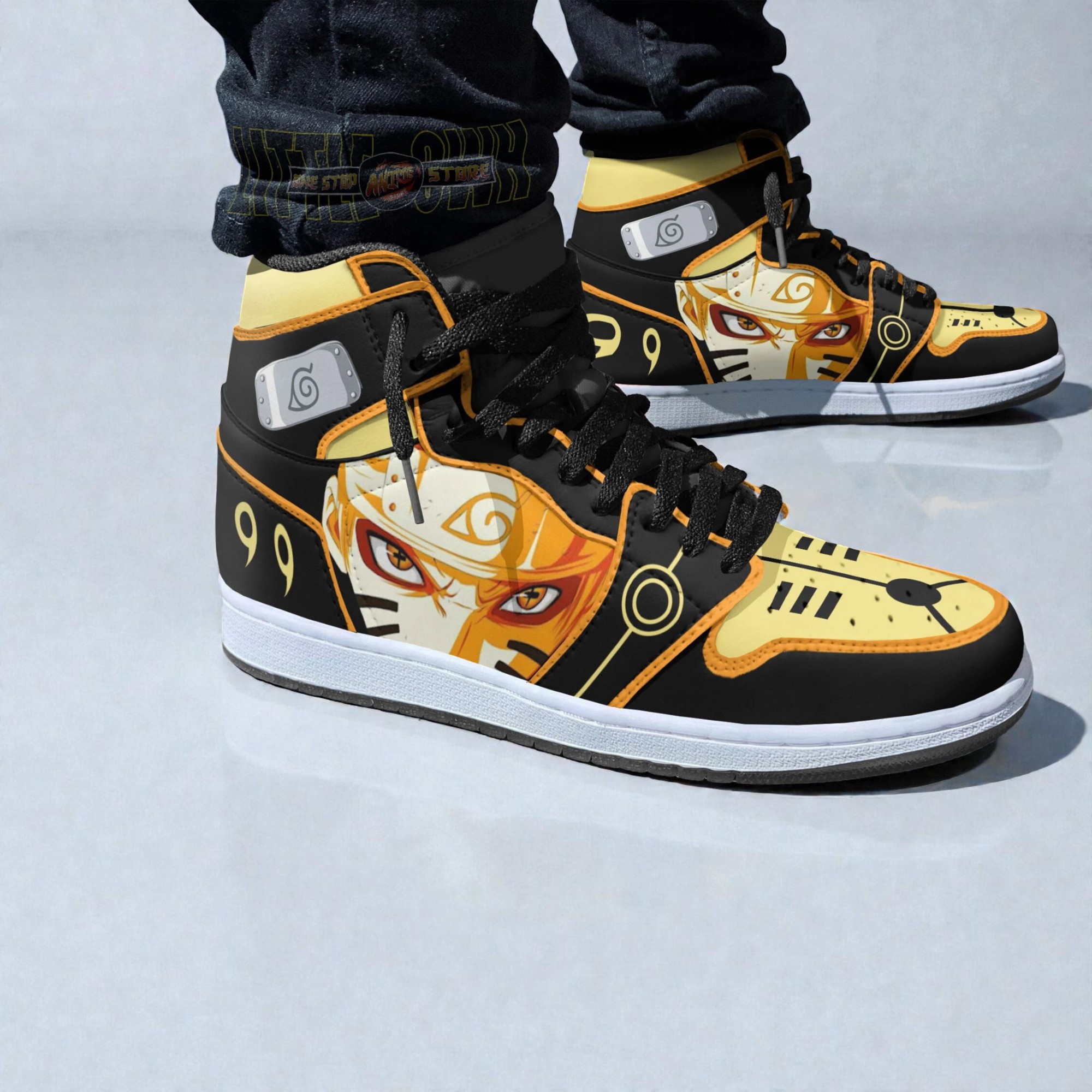 nrt nine tails shoes custom naruto chakra mode anime jordan sneaker boots 2 alkc4u