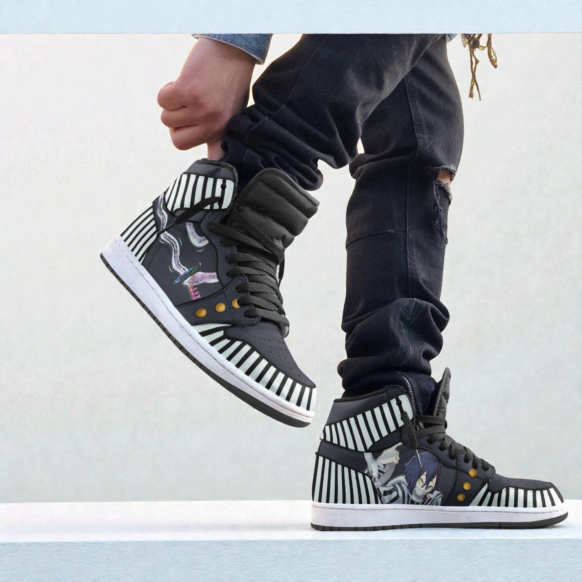 obanai iguro sneakers custom kimetsu no yaiba anime jordan sneaker boots new version 2 eorv4h