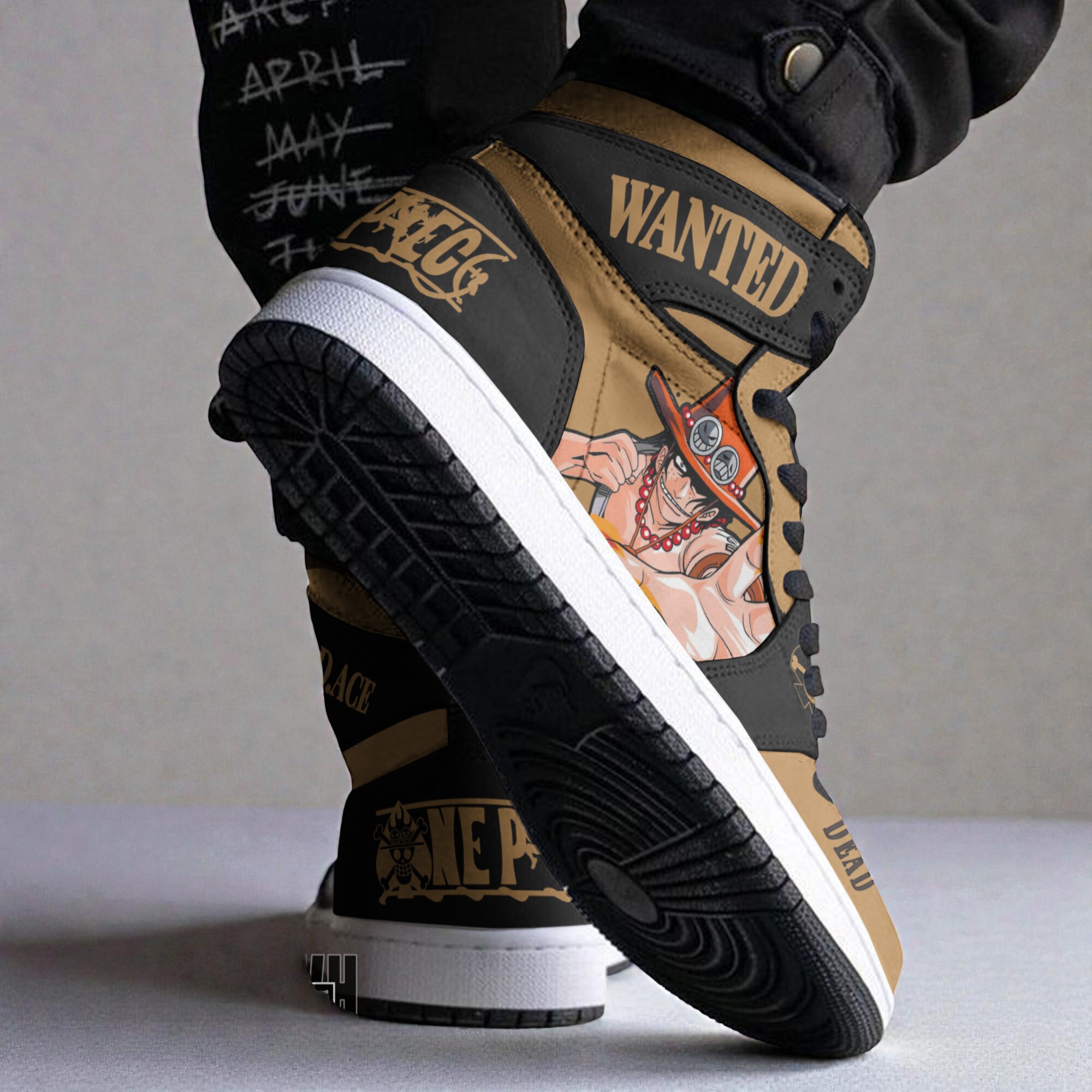 portgas d. ace wanted custom shoes one piece anime jordan sneaker boots 2 wf1xhh