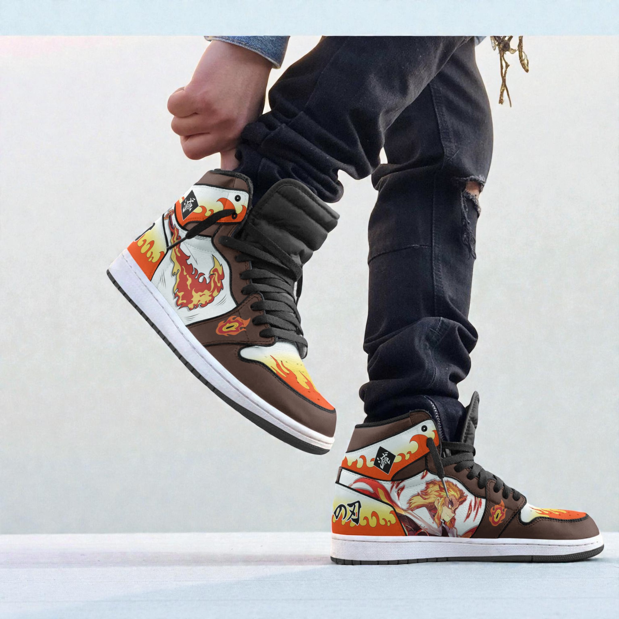 rengoku sneakers custom kimetsu no yaiba anime boot sneakers new version 2 vbq0mc