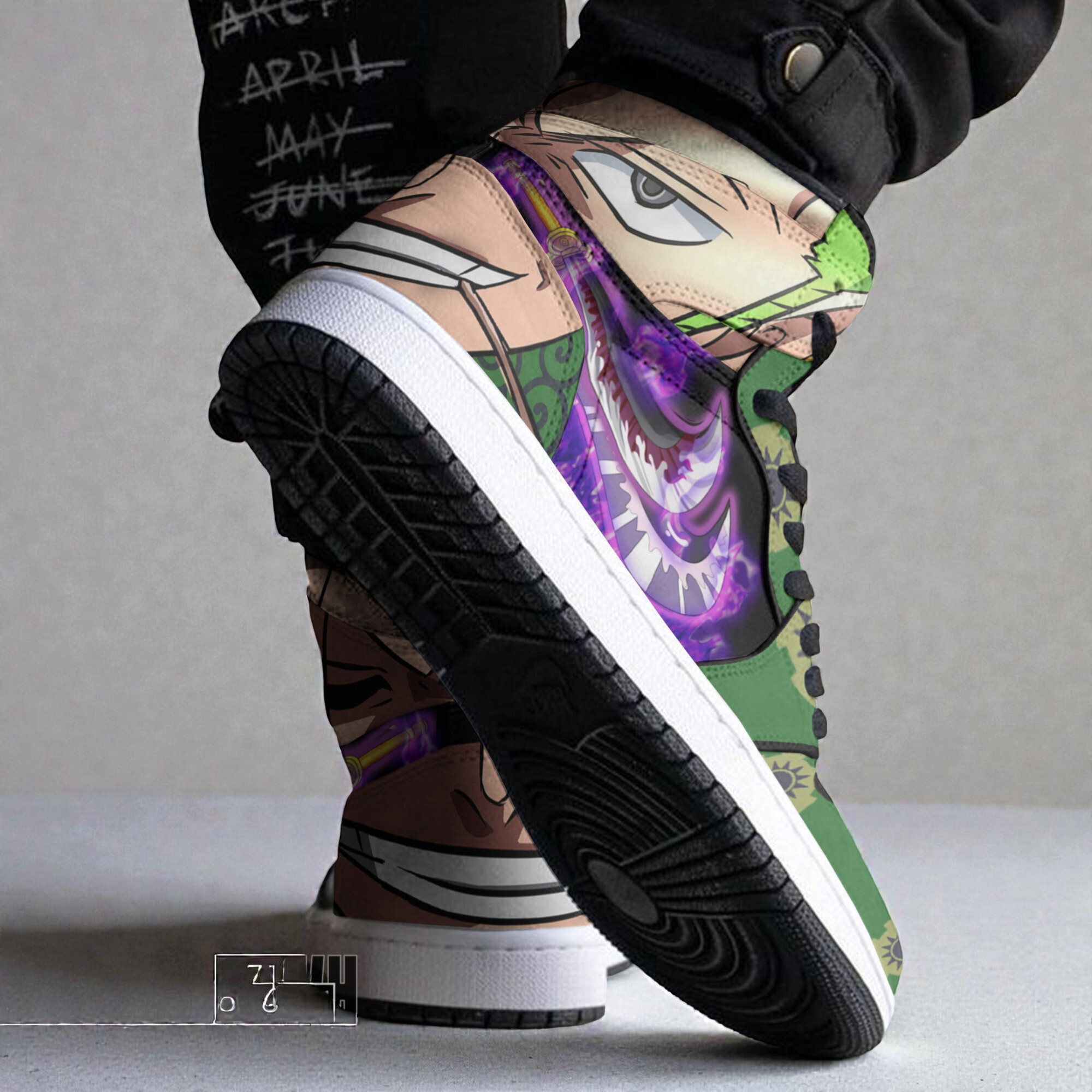 roronoa zoro wano arc custom shoes one piece anime jordan sneaker boots 2 amy0kd