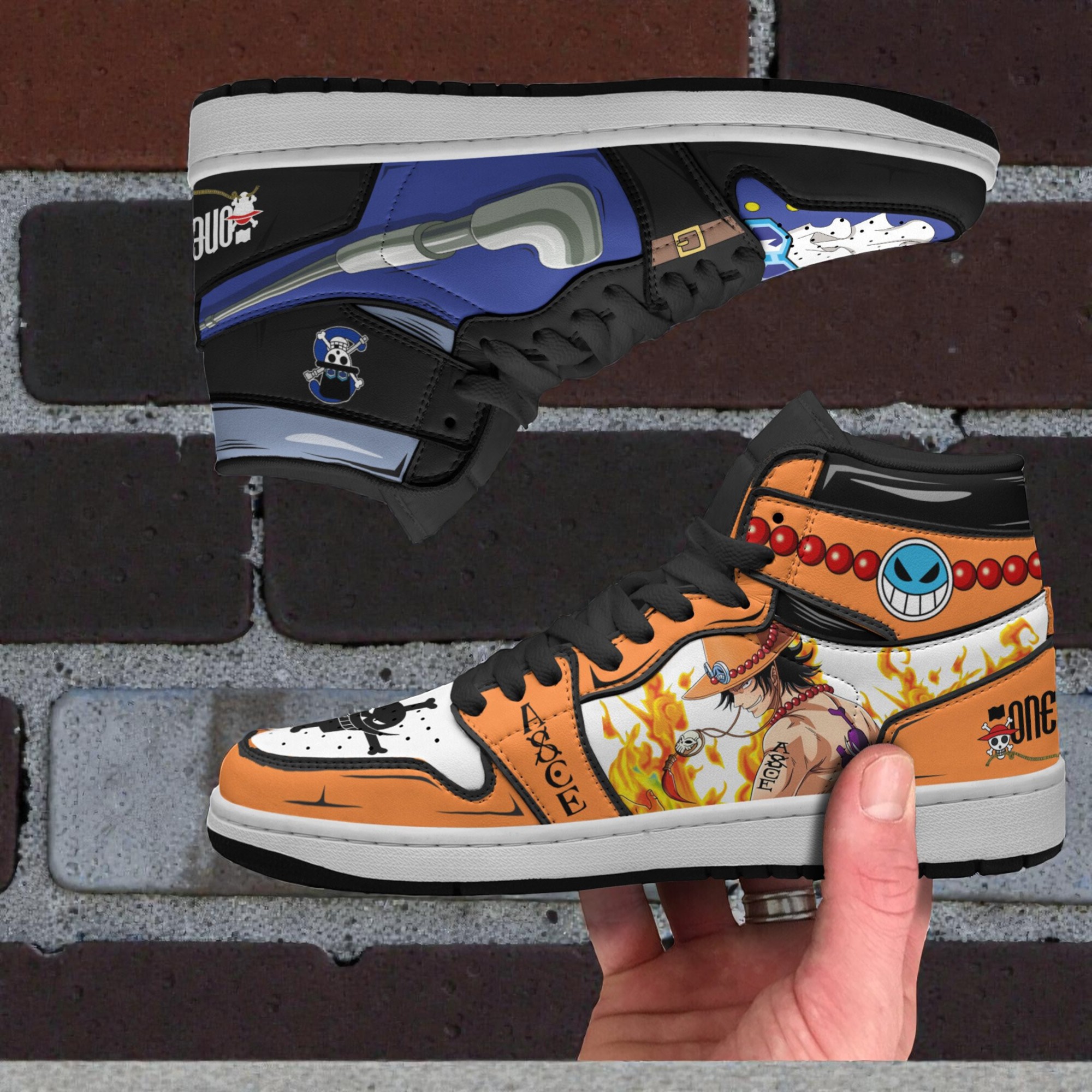 sabo x portgas d ace anime shoes custom one piece jordan sneaker boots 2 h2atmc